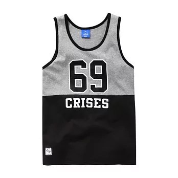 【CACO】CACO ST．美式街頭．69拼接滾邊背心(男)S鐵灰