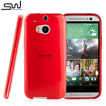 SIMPLE WEAR HTC One (M8) 專用 TPU 保護套 - 透紅