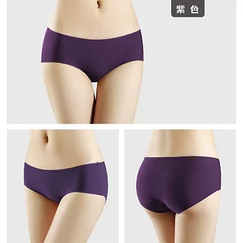 【Mujaki】一片式鎖邊冰絲棉無痕內褲(紫)