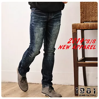 1981牛仔褲/韓潮定番雪花修身窄管褲/台灣製2270#M藍色