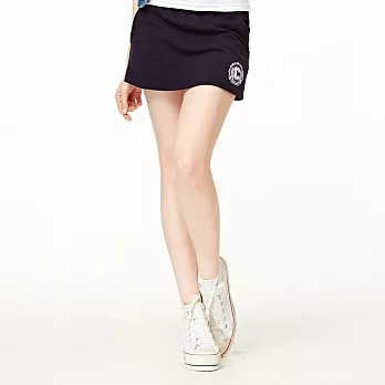 【CACO】CACO SURF．美式休閒．下擺LOGO燙絨褲裙(女)S丈青