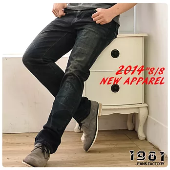 1981牛仔褲.強襲美系修身中直筒褲.台灣製_2295#M藍色