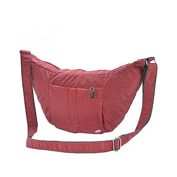 ELLE 休閒系列細格防水彎月包紅色