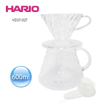 《HARIO》V60白色樹脂濾杯咖啡壺組/ 1~4杯 /VDST-02T