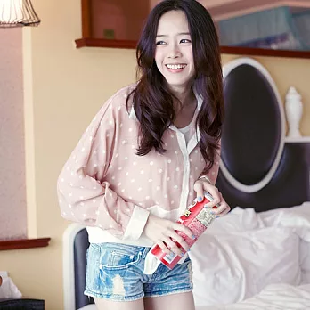 ROSE。輕甜浪漫波點層次襯衫上衣粉系