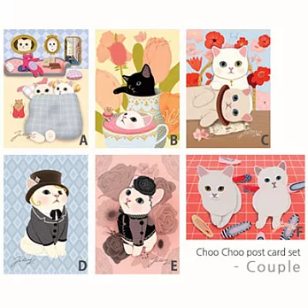 Jetoy,choo choo甜蜜貓情侶系列明信片-F
