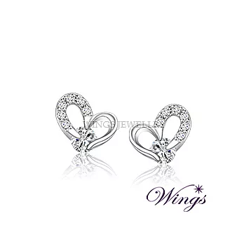 Wings 甜蜜相擁 精鍍白K金方晶鋯石耳環