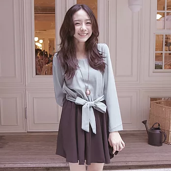 ROSE。優雅接色蝴蝶結洋裝 綠系