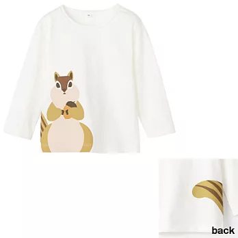 [MUJI 無印良品]幼兒有機棉印花長袖T恤80白松鼠