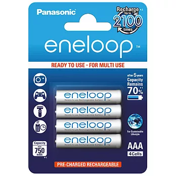 國際牌 Panasonic eneloop AAA低自放鎳氫充電電池 (8入) - 贈電池盒白色