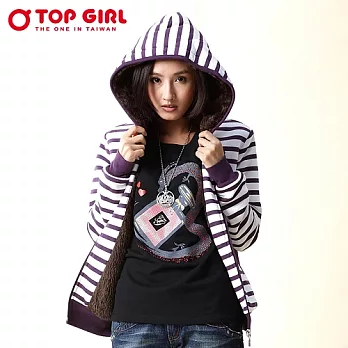 【TOP GIRL】連帽條紋外套S紫