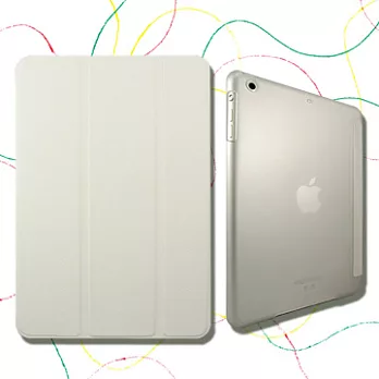 iPad AIR 2 透明磨砂背殼三折皮套-白