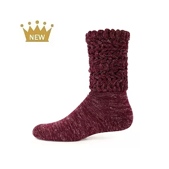 【 PULO 】針織造型暖暖襪-酒紅-M