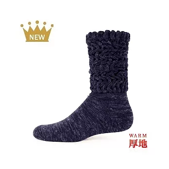 【 PULO 】厚地針織造型暖暖襪-丈青-M