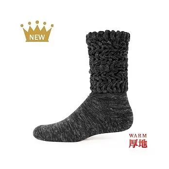 【 PULO 】厚地針織造型暖暖襪-黑-M