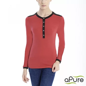 【aPure】feHot發熱衣 女立領前開襟柔感發熱衣-熱情紅S 熱情紅