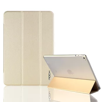 ROCK Apple iPad AIR 2 膚感系列磁吸側翻休眠皮套(金)