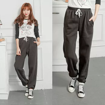 【韓國連線】。重磅厚刷毛運動褲 黑系