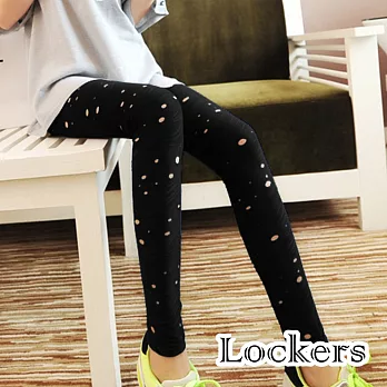 【Lockers 木櫃】超洞洞復古鏤空顯瘦內搭褲/九分褲(三色任選)黑洞洞