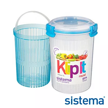 【Sistema】紐西蘭進口圓桶型收納扣式保鮮盒1L