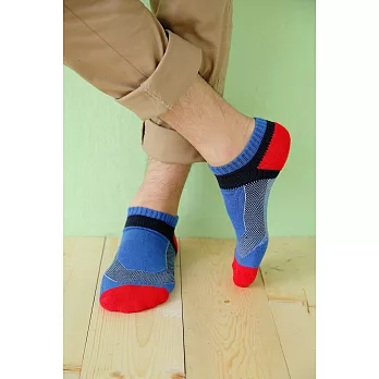 【Footer除臭襪】輕壓力T字網狀足弓除臭襪(男款)ZH9201LL 藍色