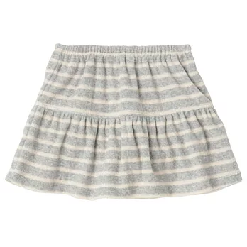 [MUJI 無印良品]幼兒有機棉混圈絨橫紋附褲短裙-80灰橫紋