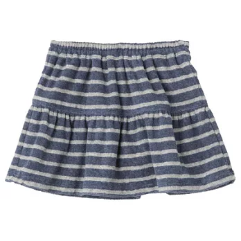 [MUJI 無印良品]幼兒有機棉混圈絨橫紋附褲短裙-90藍橫紋