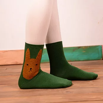 【Missking 1983】創意長耳兔全綿女襪 (綠)
