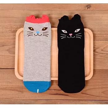 【Missking 1983】立體貓咪全綿女襪 (黑)