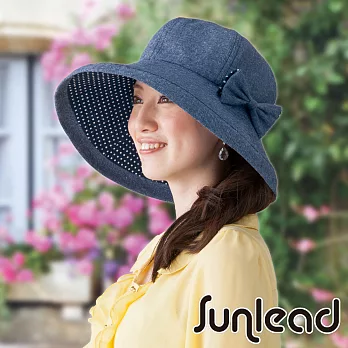 Sunlead 防曬護頸寬緣寬圓頂兩用式可折邊遮陽帽 (丹寧布色)