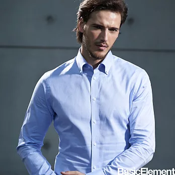 【BasicElement】男款精梳純棉襯衫M藍色M藍色