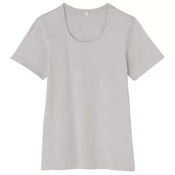 [MUJI 無印良品]女有機棉混彈性圓領短袖T恤S灰銀