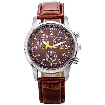 Watch-123 酷龍戰將-立體感卓越自信仿三眼腕錶 (3色任選)咖啡色