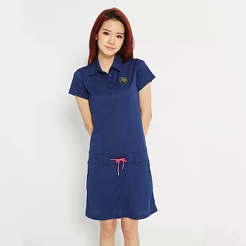 TOP GIRL-抽繩設計POLO連身裙S藍