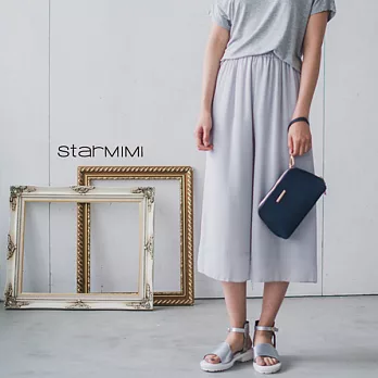 【StarMIMI】雪紡涼感飄逸細紋寬褲＊FREE灰藍