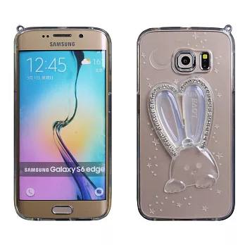 【BIEN】SAMSUNG S6 edge 可愛兔帶鑽支架軟質保護殼 (透明)