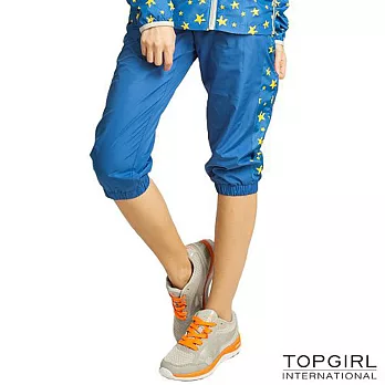 TOP GIRL-星星印花抗UV薄風衣七分褲S藍