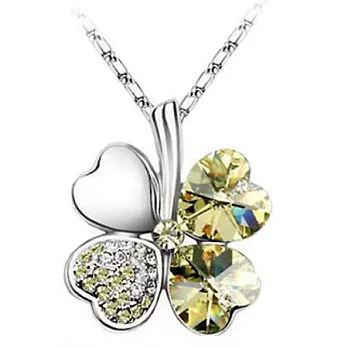 A+ accessories 四葉幸運草-奧地利水晶鎖骨短鍊 (6色任選)淺黃