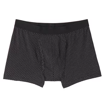 [MUJI 無印良品]男棉混彈性前開拳擊內褲L黑紋樣