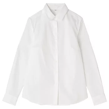 [MUJI 無印良品]女棉混彈性長袖襯衫XS白色