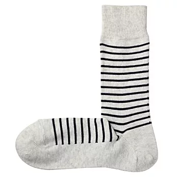 [MUJI 無印良品]男棉混橫紋直角襪粉米25~27cm