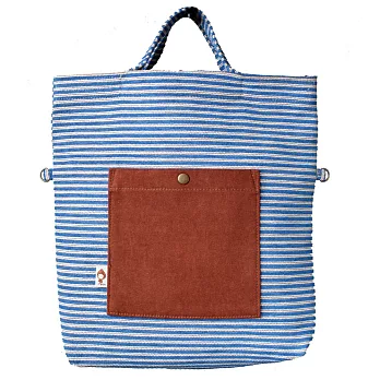 layoo 來喲│【蜜糖吐司】環保兩用手提斜背包-藍橫條紋