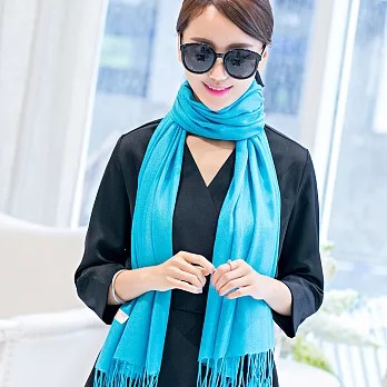 Seoul Show 素面仿羊絨大圍巾披肩24色 湖藍