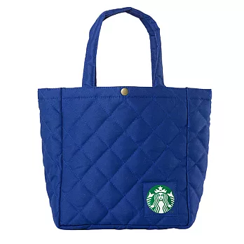 [星巴克]藍色菱格紋手提袋