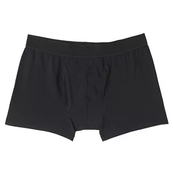 [MUJI 無印良品]男棉混彈性前開拳擊內褲XL黑色