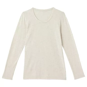 [MUJI 無印良品]女棉混羊毛彈性保暖圓領長袖衫L粉米