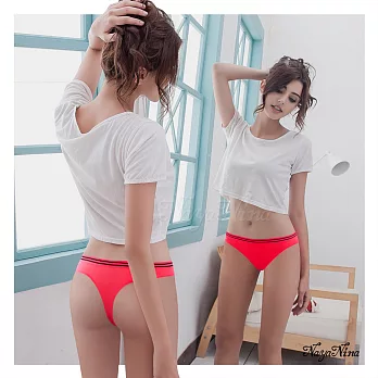 Naya Nina玩色！撞色彩條無縫低腰丁字褲S-XLM桃粉