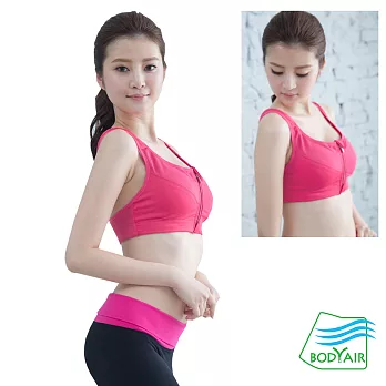 【BODYAIR】速乾抗震拉鍊式運動內衣俏桃紅M