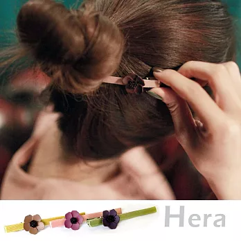 【Hera】赫拉 韓款立體山茶花朵緞帶髮夾/邊夾/一字夾(三色)粉底