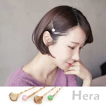 【Hera】赫拉 立體彩鑽小貝殼髮夾/邊夾/瀏海夾/一字夾2入組(二色)粉鑽